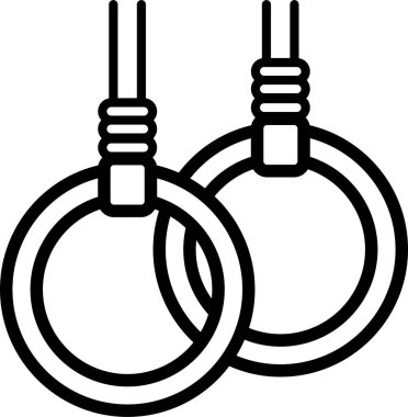 Kalın iplerle asılı siyah jimnastik yüzükleri.