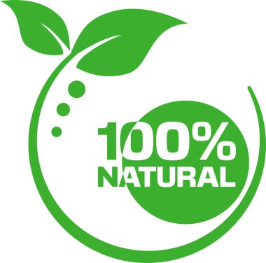 % 100 doğal ikon, vektör illüstrasyonu, grafik işareti