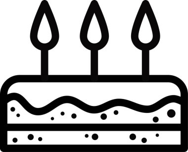 pasta tatlı doğum günü simgesi ana hatları, vektör illüstrasyonu