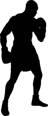 Düz adamın vektör silueti. Boks.