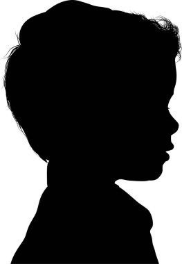 Beyaz arka planda izole edilmiş siyah çocuk silueti, vektör silueti 