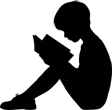 Beyaz arka planda izole edilmiş siyah çocuk silueti, vektör silueti 