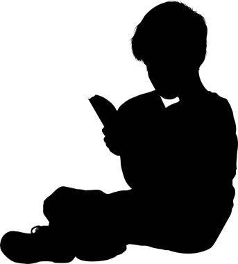 Beyaz arka planda izole edilmiş siyah çocuk silueti, vektör silueti 