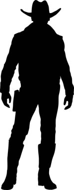 Beyaz arka planda kovboyun silueti, vektör illüstrasyonu