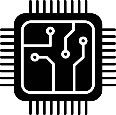 düz çip simgesi, vektör illüstrasyonu