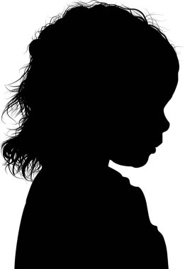 bir kızın beyaz zemin üzerine siluet vektör