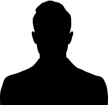 Beyaz arkaplanı olan bir adamın vektör silueti