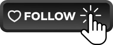 Beyaz arkaplanda vektör illüstrasyonu, siyah kare düğmesini takip edin 