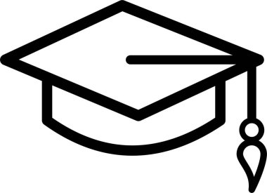 Mezuniyet şapkası simgesi ana hatları, eğitim sembolü 