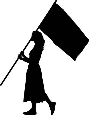 Beyaz arka planda siyah bir kadın silueti. 