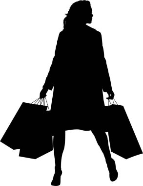 Beyaz arka planda siyah bir kadın silueti. 