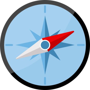 Kırmızı ve beyaz pusula iğnesi kuzeydoğuyu gösteriyor.