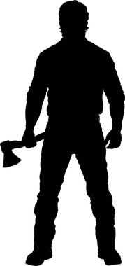 Beyaz arkaplanda bir inşaat işçisinin vektör silueti.