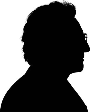 Gözlüklü bir adamın silueti, web simgesi basit bir çizim