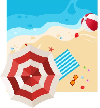 Yaz tatili plaj sahnesi çizimi