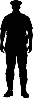 Polis memuru silueti, vektör illüstrasyon