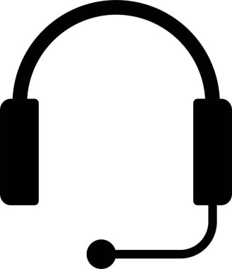 Mikrofon ve kulaklık gösteren siyah kulaklık simgesi