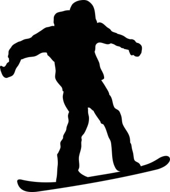 beyaz arkaplanda izole edilmiş snowboardcu silueti 