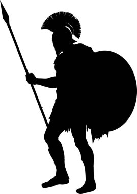 Beyaz arka planda bir Yunan savaşçısının vektör çizimi