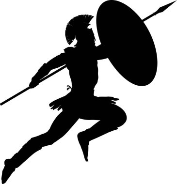 Beyaz arka planda bir Yunan savaşçısının vektör çizimi