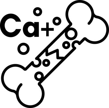 Kabarcıklarla çizilmiş kemiğin üzerindeki kalsiyum sembolü