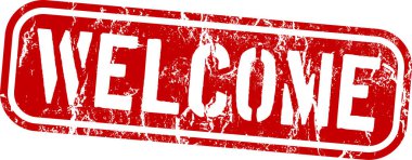 Hoş geldiniz kırmızı damga, vektör illüstrasyonu