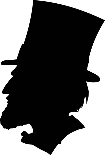 silhouette of man with beard and hat, vector illustration