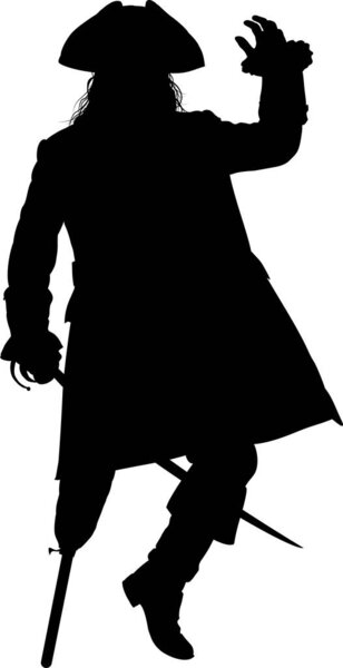 black silhouette of pirate, vector silhouette 