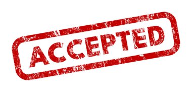 Beyaz arkaplanda onay gösteren kırmızı kabul edilmiş pul grafiği