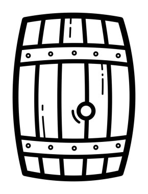 Metal bantlar ve dairesel kapaklı ahşap fıçı.