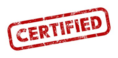 Beyaz arkaplanda kırmızı sertifikalı pul grafiği