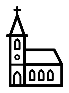Çan kulesiyle kilise binasının basit çizimi