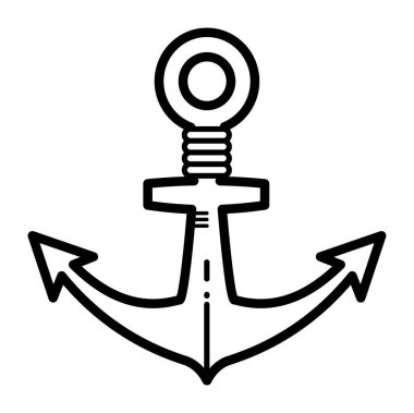 Eğri kollu basit siyah beyaz çapa çizimi