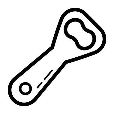 Klasik bir şişe açacağı ya da çubuk aleti ile asılı deliğin basit taslağı 