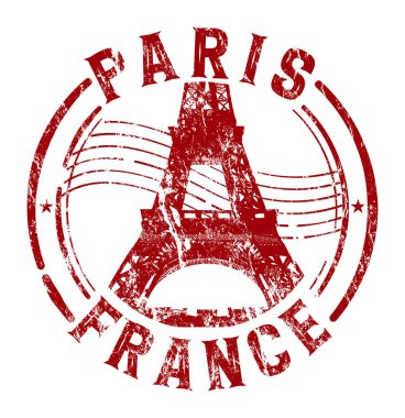 Eyfel Kulesi ve Paris Fransa 'dan mesaj içeren kırmızı damga