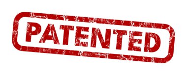 Beyaz arkaplanda patentli kırmızı mühürlü metin