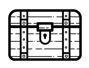 Kilitli ahşap hazine sandığı.