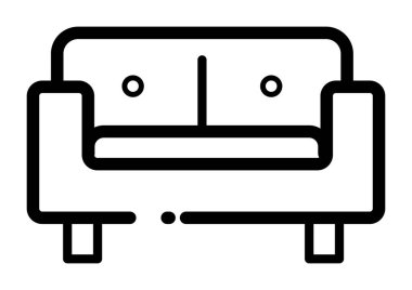 Ev mobilyalarını temsil eden yastıklı iki koltuklu basit bir taslak. 