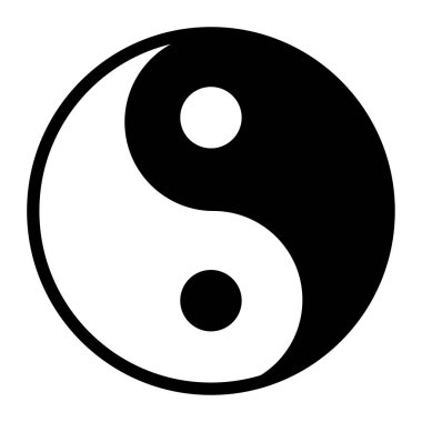 Beyaz arkaplanda siyah ve beyaz yang yin yang simgesi