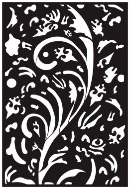 Siyah ve beyaz renklerde çiçek süsleme