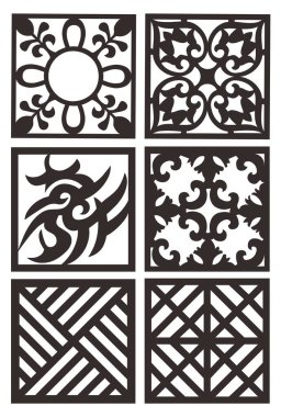 Vektör kesme motif bölünme, çitler ve cephe, pürüzsüz desen