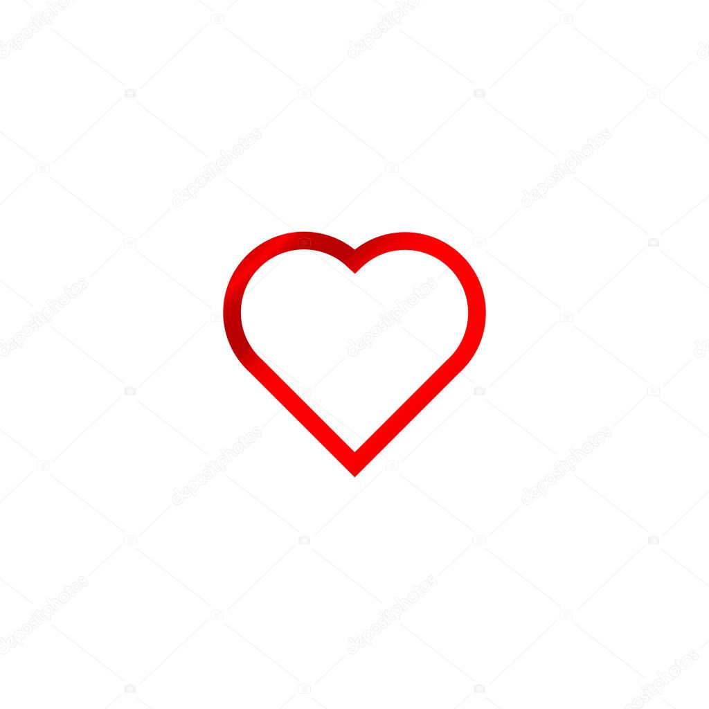 3D heart vector design in stroke line. Romantic love shiny red color heart sign symbol or icon isolated on white background for wedding birthday invitation or valentine poster card