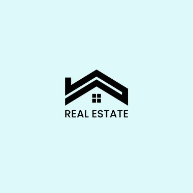 Ev inşaatı, emlak logosu şablonu, vektör ikonu, siyah renkli lüks apartman logosu.