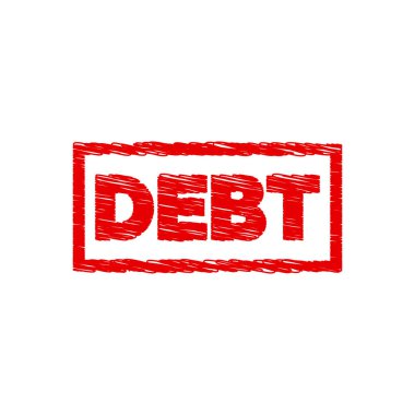Borç sözcüğü metin kırmızı renk damgası sembolü çizimi izole edildi 