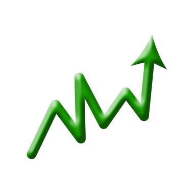 Green Arrow yükseliyor. Finansal iş büyümesi kar yatırımı eğilimi kavramı 3D ok yükseliyor. izole 