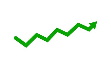 Green Arrow grafiği finansal büyümeyi arttırıyor. Yüksek konsept vektör çizimi 