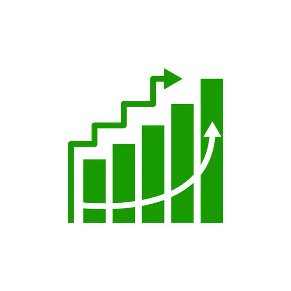 Grafik yeşil ok grafiği çubuk iş büyümesi yüksek ok ikonu vektör ilülasyonu izole 