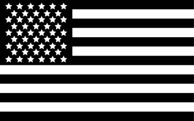 Ulusal Amerikan bayrağı. Siyah beyaz çizgili ve yıldızlı Amerikan bayrağı 