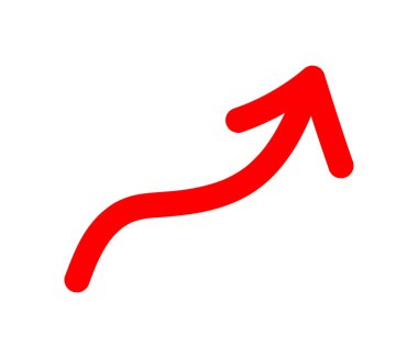 El Çizimi Kırmızı Ok Vektör Simgesi Yukarı Yönü Beyaz Arkaplanda İzole Edildi