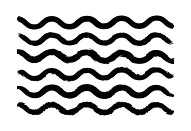 Vektör Fırça Vuruşu Grunge Eğri Çizgi Dizisi